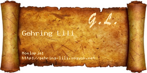 Gehring Lili névjegykártya